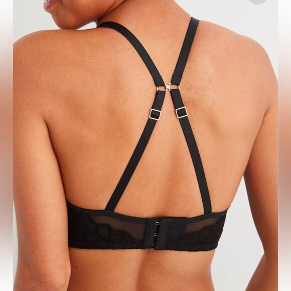 Aerie Show Off Eyelash Lace Plunging Push Up Bra Size 40DD / 40E NEW Balck - Picture 8 of 13